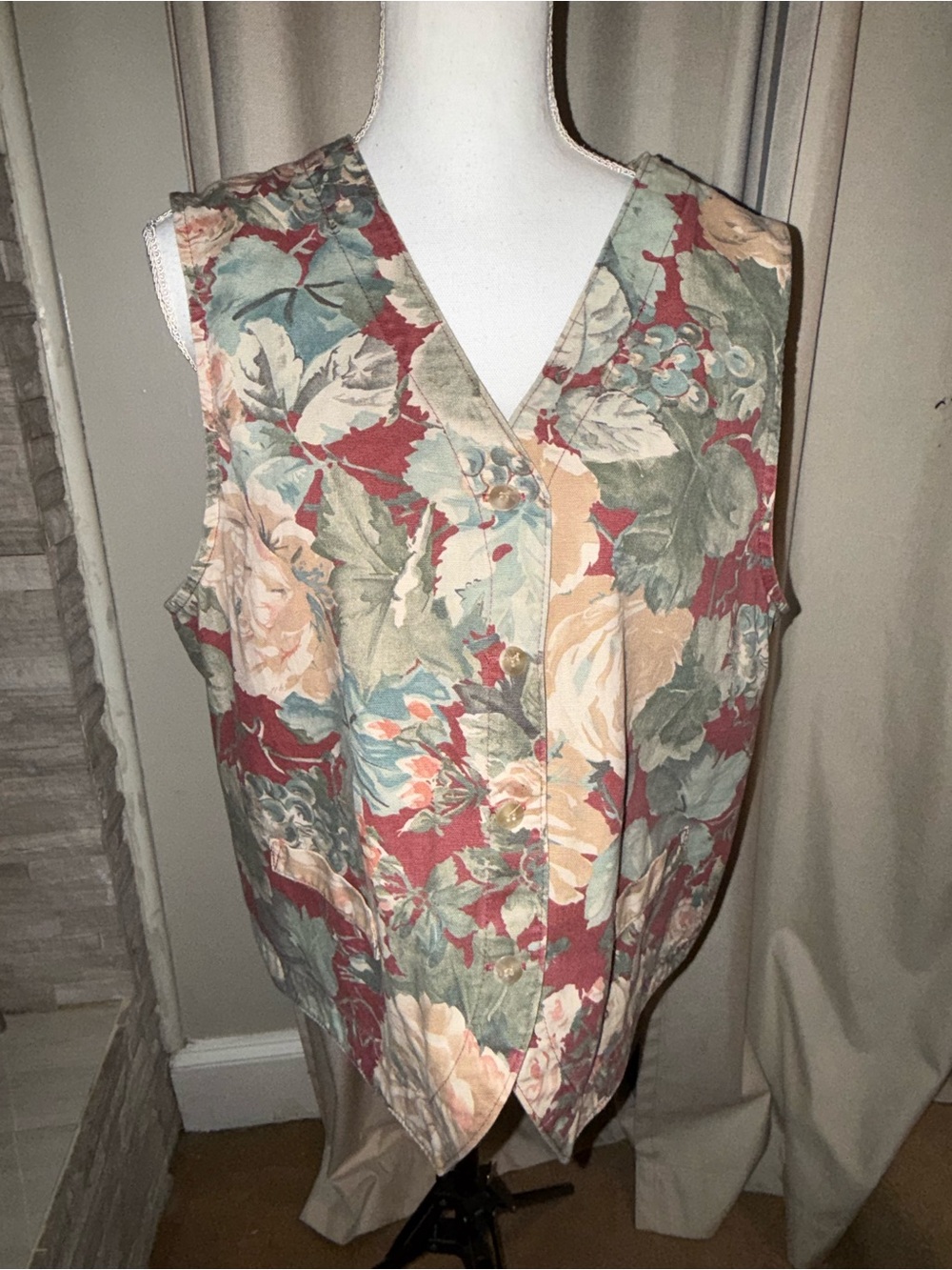 Vintage Willow Bend Floral Vest – Made in USA – Size XXL